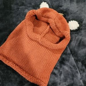 Fox knit/crochet hat/neck wrap NWT
